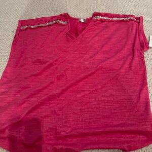 Retrology Short Sleeve pink Shirt Rhinestone Detail 2x